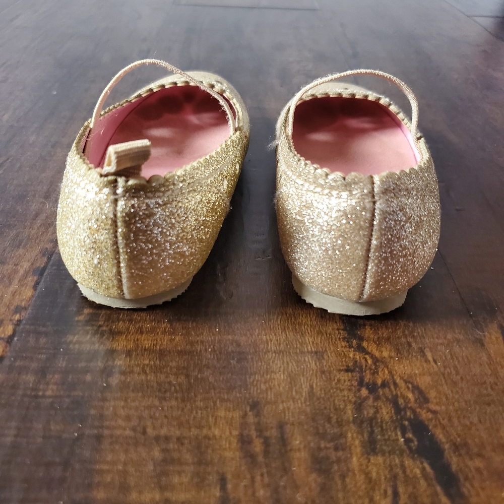 Carter's Gold Shimmer Glitter Holiday Girls Ballet Flats Size 8 - Picture 5 of 6